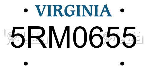 5RM0655 Virginia License Plate
