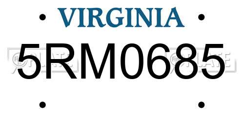 5RM0685 Virginia License Plate