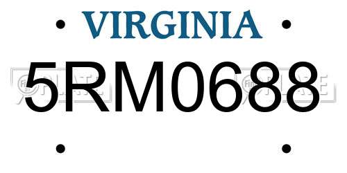 5RM0688 Virginia License Plate