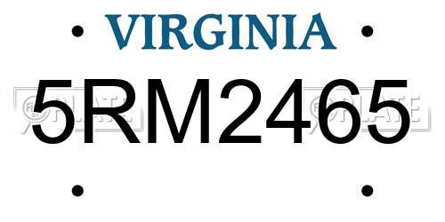 5RM2465 Virginia License Plate