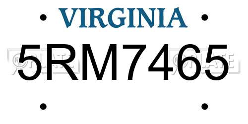 5RM7465 Virginia License Plate