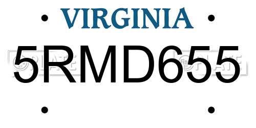 5RMD655 Virginia License Plate