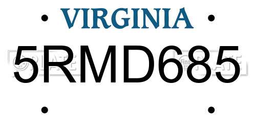 5RMD685 Virginia License Plate