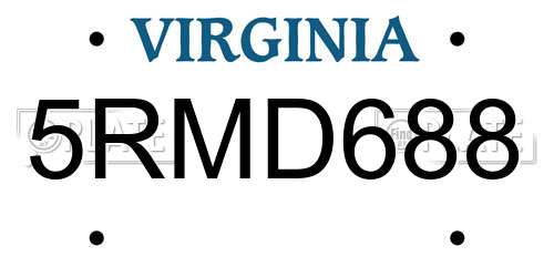 5RMD688 Virginia License Plate