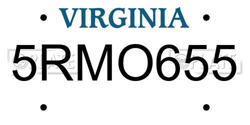 5RMO655 Virginia License Plate