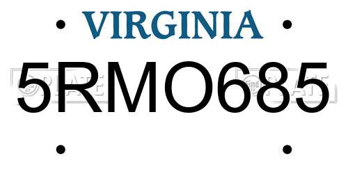 5RMO685 Virginia License Plate