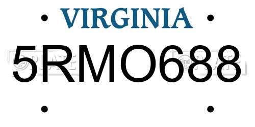 5RMO688 Virginia License Plate