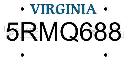 5RMQ688 Virginia License Plate