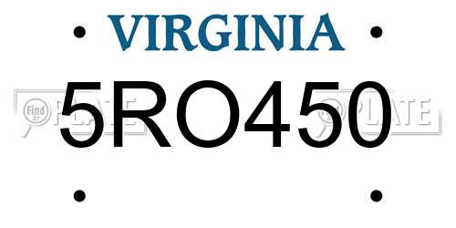 5RO450 Virginia License Plate