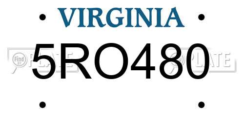 5RO480 Virginia License Plate
