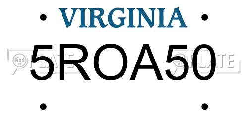 5ROA50 Virginia License Plate