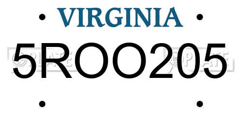 5ROO205 Virginia License Plate