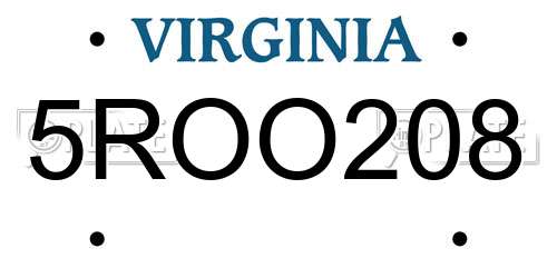 5ROO208 Virginia License Plate