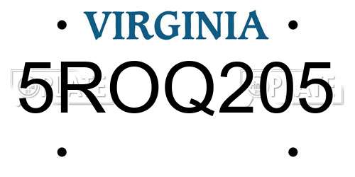 5ROQ205 Virginia License Plate