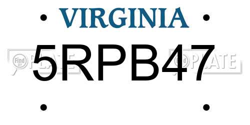 5RPB47 Virginia License Plate