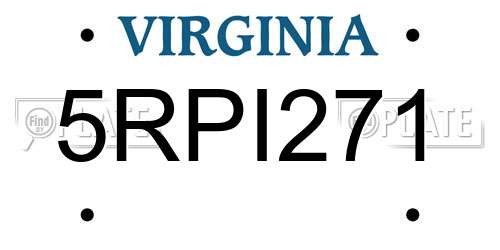 5RPI271 Virginia License Plate
