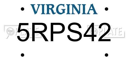 5RPS42 Virginia License Plate