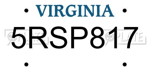 5RSP817 Virginia License Plate