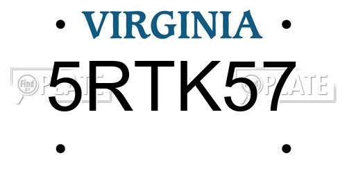 5RTK57 Virginia License Plate