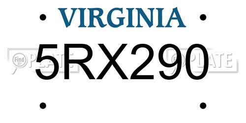 5RX290 Virginia License Plate