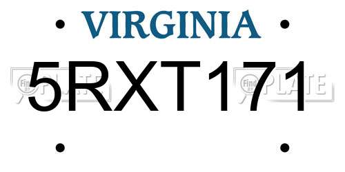 5RXT171 Virginia License Plate