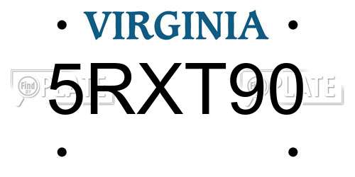 5RXT90 Virginia License Plate