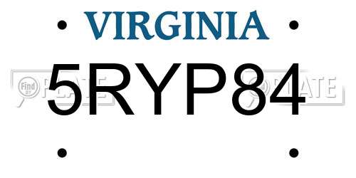 5RYP84 Virginia License Plate