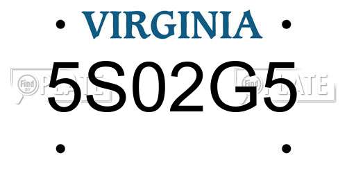 5S02G5 Virginia License Plate