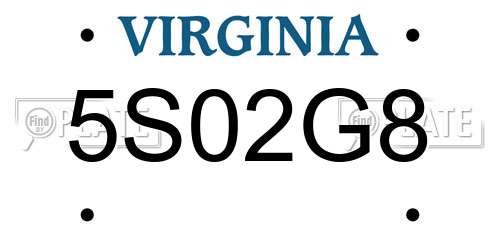 5S02G8 Virginia License Plate