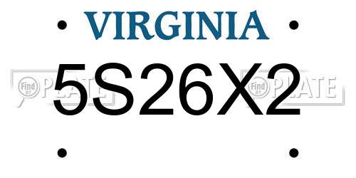 5S26X2 Virginia License Plate