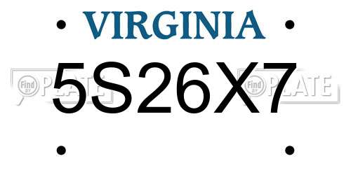 5S26X7 Virginia License Plate