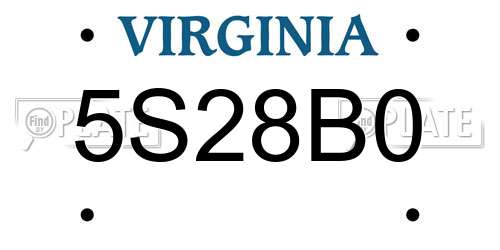5S28B0 Virginia License Plate