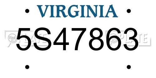5S47863 Virginia License Plate