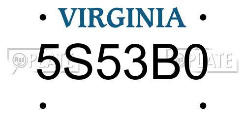 5S53B0 Virginia License Plate