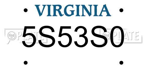 5S53S0 Virginia License Plate