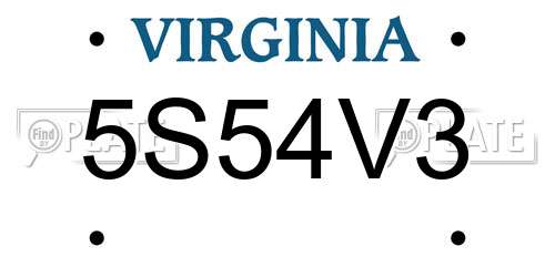 5S54V3 Virginia License Plate
