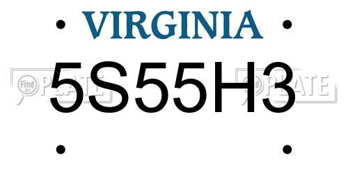5S55H3 Virginia License Plate