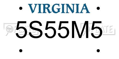 5S55M5 Virginia License Plate