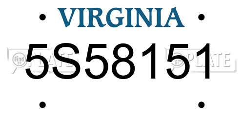 5S58151 Virginia License Plate