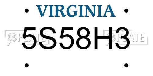 5S58H3 Virginia License Plate