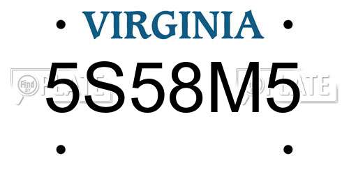5S58M5 Virginia License Plate