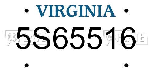5S65516 Virginia License Plate