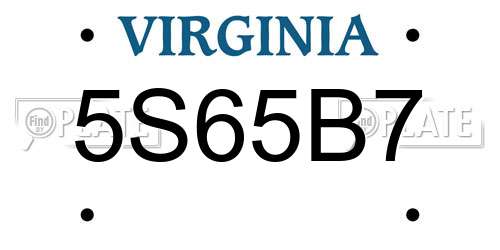 5S65B7 Virginia License Plate