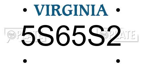5S65S2 Virginia License Plate