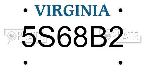 5S68B2 Virginia License Plate