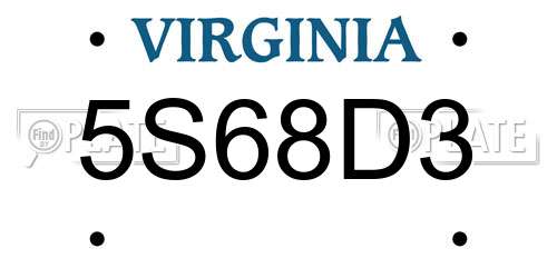 5S68D3 Virginia License Plate