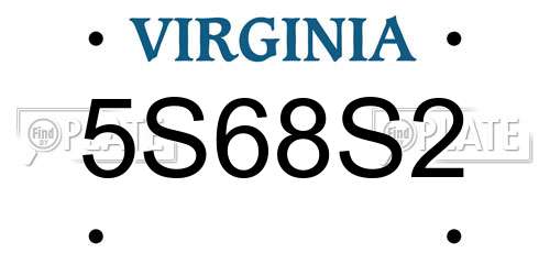 5S68S2 Virginia License Plate