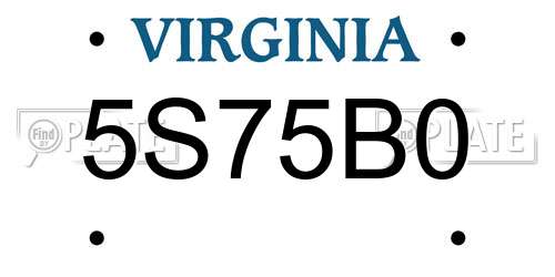 5S75B0 Virginia License Plate