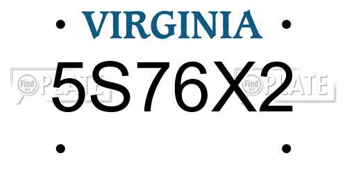 5S76X2 Virginia License Plate