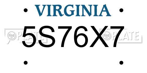 5S76X7 Virginia License Plate